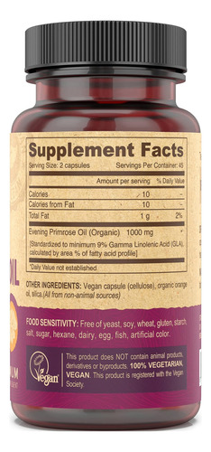 Deva Vegan Evening Primrose Oil, Prensado A Frio, Não Refina - Imagem 3