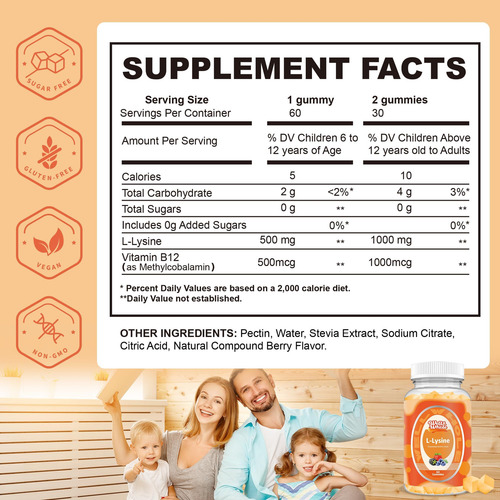 Bem E Lisina Inteira L-lisina 1000mg Gummies -vitamin Bmcg- - Imagem 2