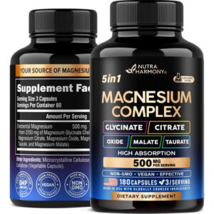 Suplemento De Magnésio - Complexo 5 Em 1 500 Mg | Glicinato