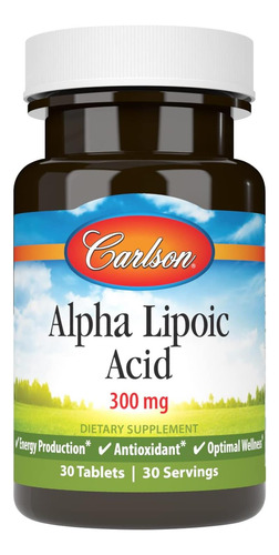 Carlson - Ácido Alfa Lipóico, 300 Mg, Produção De Energia, A