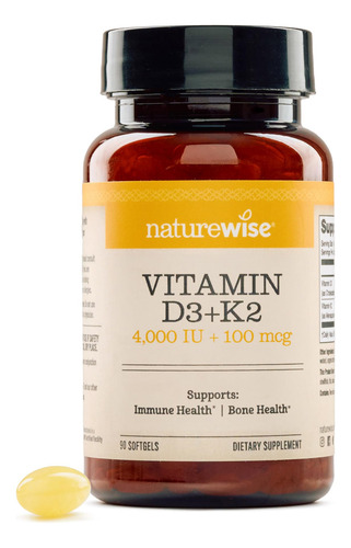 Suplemento Naturewise Vitamina D3 4000iu + K2 (mk7) 100mcg