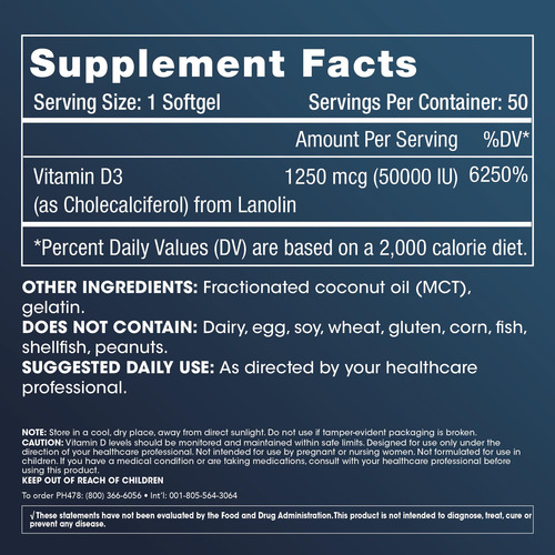 Suplemento Prohealth Vitamina D3 50.000 Ui 50 Cápsulas Gelat - Imagem 7
