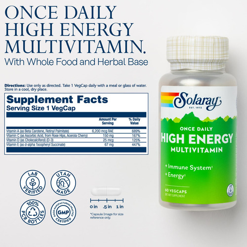 Suplemento Solaray Multivitamínico De Alta Energia Uma Vez P - Imagem 2