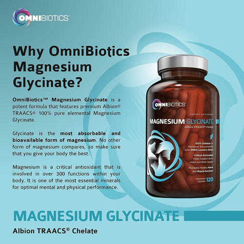 Suplemento De Glicinato De Magnésio Omnibiotics 200 Mg 120 C - Imagem 5