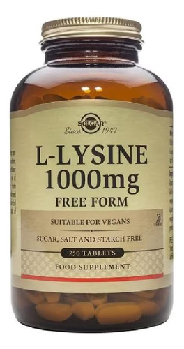 Solgar L-lysine 1000 Mg, 250 Tablets - Enhanced Absorptio... - Imagem 4