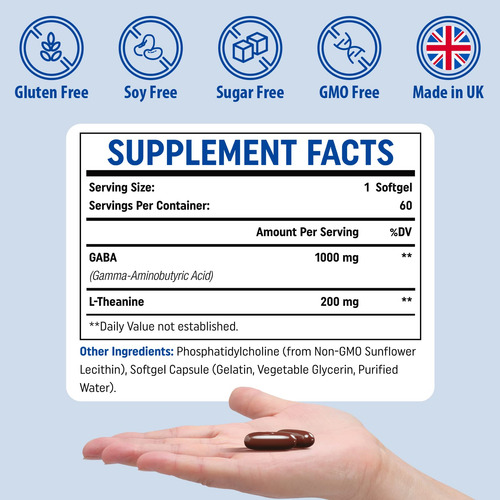 Suplemento Genogna Gaba Com L-teanina 1200 Mg 60 Cápsulas - Imagem 4