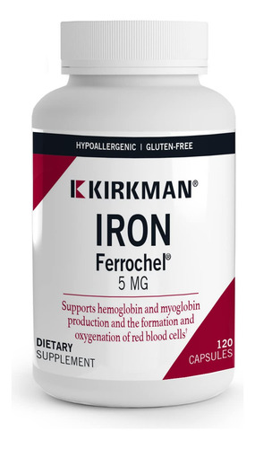 Suplemento Kirkman Iron Ferrochel 5 Mg 120 Cápsulas