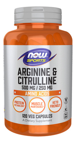 Arginina E Citrulina 500 Mg/250 Mg 120 Cápsulas | By Now Foo