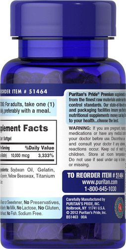 Puritans Pride Biotina 10000mcg 100 Cápsulas Gelatinosas - Imagem 2