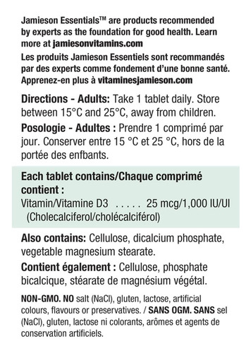 Suplemento Jamieson Laboratories Vitamina D3 1.000 Ui - 240 - Imagem 5