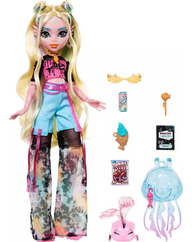 Boneca De Moda Azul Monster High Lagoona Com Peixe De Estima - Imagem 4