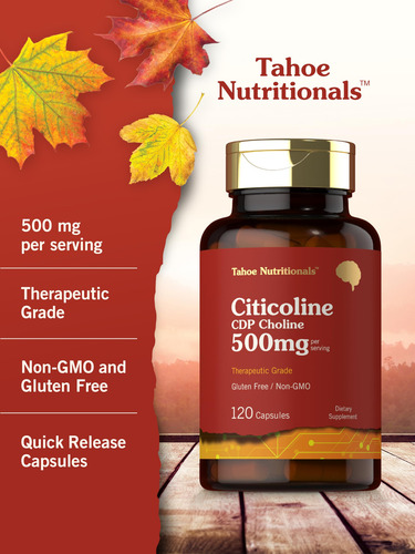 Suplemento Tahoe Nutritionals Citicoline 500 Mg 120 Cápsulas - Imagem 4