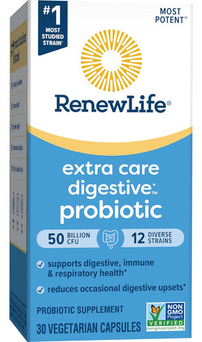 Cápsulas Probióticas Digestivas Renew Life Extra Care, 50 Bi - Imagem 8