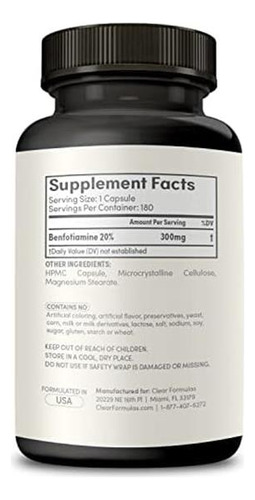 Vitamina A Base De Benfotiamine /300mg/180 Cápsulas - Imagem 2