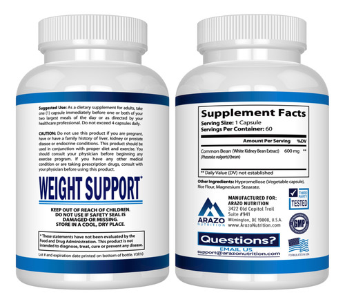 Suplemento Arazo Nutrition Extrato De Feijão Branco 600mg - Imagem 3