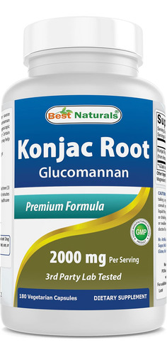 Melhor Raiz Konjac Naturals 2.000 Mg, 180 Contagens