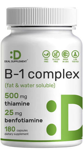 Vitamina B1 500mg Com Benfotiamina, 180 Cápsulas, Fórmula Me