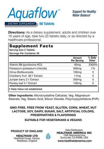 Suplemento Healthaid Aquaflow 60 Comprimidos Veganos - Imagem 3