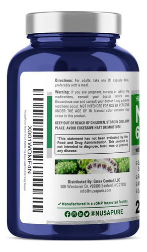 Suplemento De Extrato De Fruta Nusapure Noni 6.000 Mg 240 Ca - Imagem 2