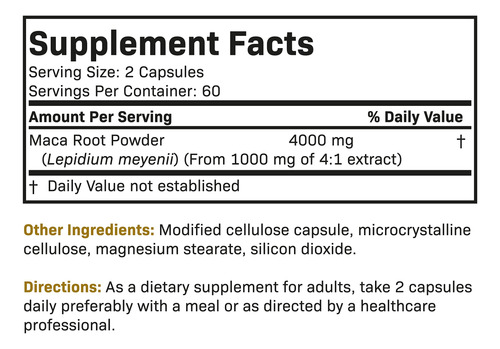 Suplemento Futurebiotics Maca Root 4000 Mg 120 Cápsulas - Imagem 7