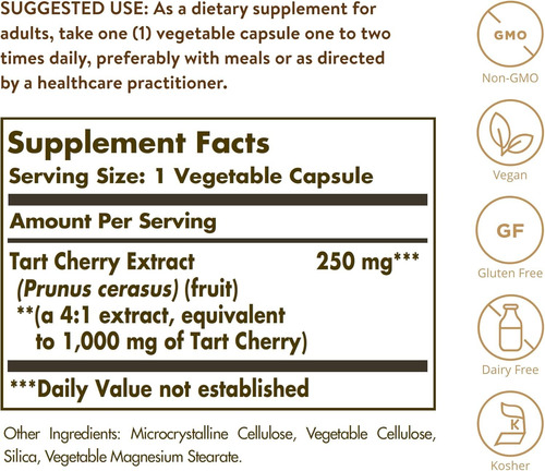 Solgar Tart Cherry 1000 Mg, 90 Cápsulas Vegetais - Antioxida - Imagem 5