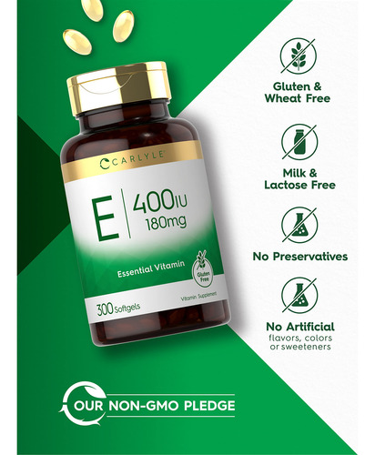 Suplemento Carlyle Vitamin E 400 Ui Cápsulas De Gelatina 300 - Imagem 4