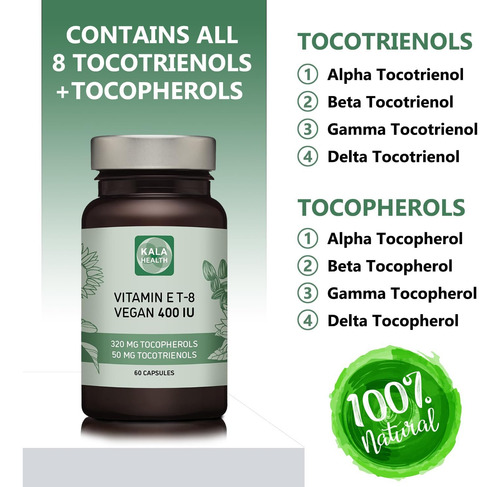 Kala Health Vitamina E - Todos Os 8 Tocoferóis + Tocotrienói - Imagem 4