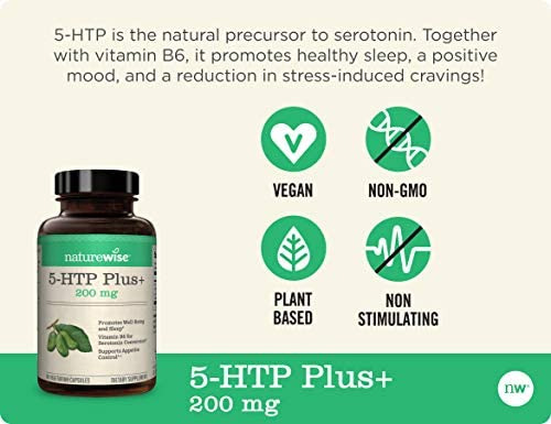 Naturewise 5-htp 200mg Suporte Ao Humor, Auxiliar Natural Do - Imagem 4
