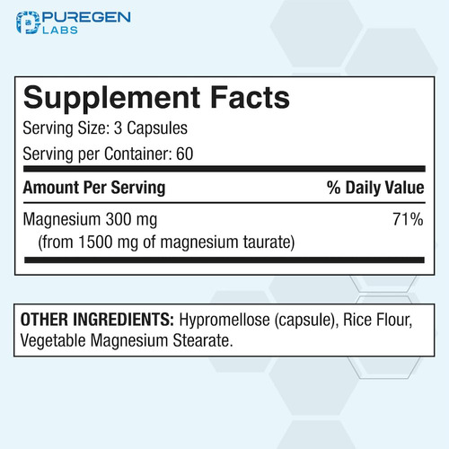 Suplemento Puregen Labs Taurato De Magnésio 1500 Mg 180 Cáps - Imagem 2