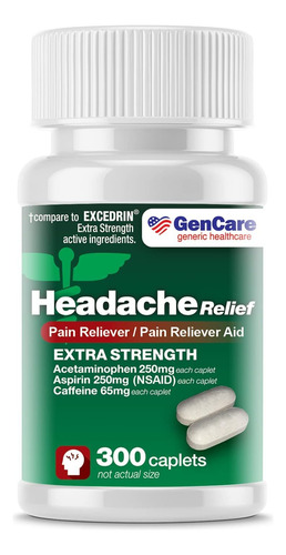 Alívio Da Dor Gencare Headache Relief Acetaminofeno Com Aspi