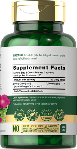 Suplemento Carlyle Devils Claw 2000 Mg 200 Cápsulas - Imagem 2