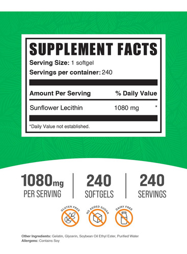 Suplemento Suplementos A Granel Lecitina De Girassol 1080mg - Imagem 2