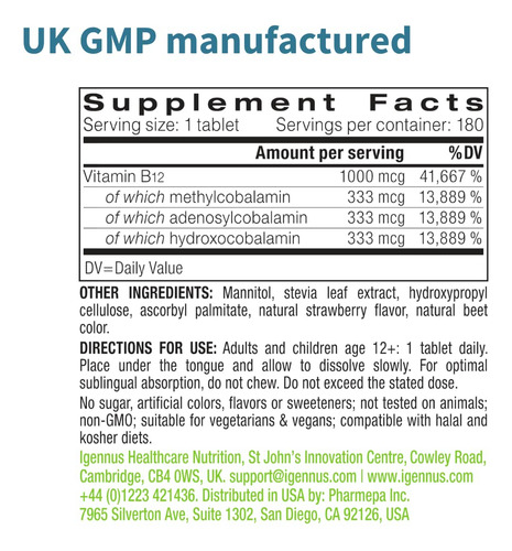 Suplemento Igennus Healthcare Nutrition Super B12 Complex - Imagem 6