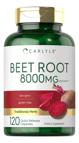 Suplemento: Cápsulas De Raiz De Beterraba Carlyle, 8000 Mg,