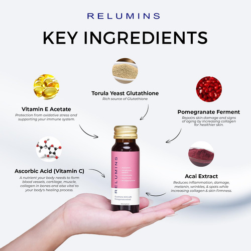 Relumins Glutationa Drink - Ajuda A Promover A Pele Mais Bri - Imagem 4