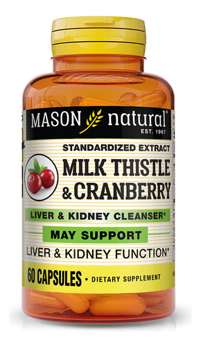 Suplemento Mason Natural Milk Thistle/cranberry 60 Cápsulas