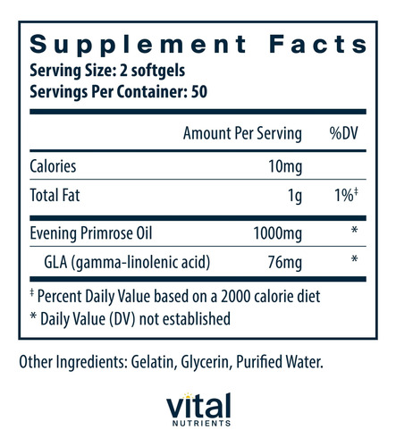 Suplemento Vital Nutrients Óleo De Prímula 1000 Mg 100 S - Imagem 2