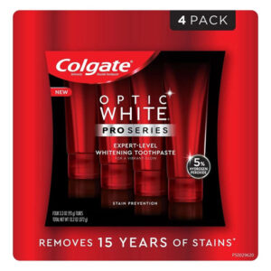 Proteção Contra Manchas Colgate Optic White 93g, Pacote 4