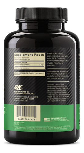 Suplemento Optimum Nutrition Creatina Micronizada 2500mg 100 - Imagem 8