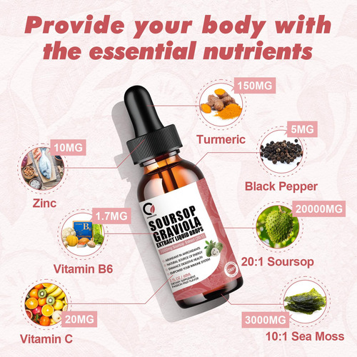 Suplemento Orgeuos Soursop Graviola Liquid 60ml Com Musgo Ma - Imagem 3