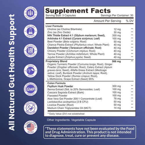 Suplemento Nutreb Liver Detox & Colon Cleanse 90 Cápsulas - Imagem 7