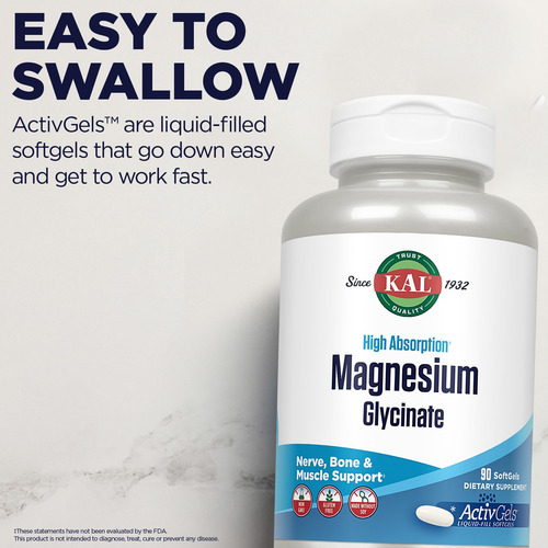 Suplemento Kal Magnesium Glicinate Activgels 315mg 90 Sofge - Imagem 5