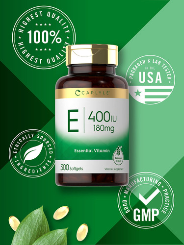 Suplemento Carlyle Vitamin E 400 Ui Cápsulas De Gelatina 300 - Imagem 5
