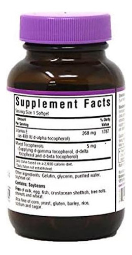Vitamina E Bluebonnet Nutrition 400 Ui 50 Cápsulas - Imagem 2