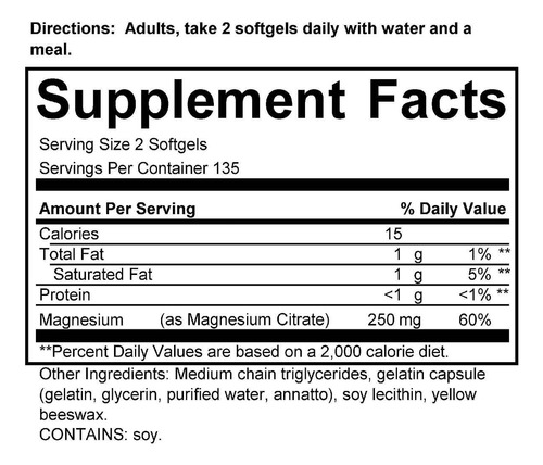 Suplemento Citrato De Magnésio 250mg 270 Cápsulas Gelatinosa - Imagem 4