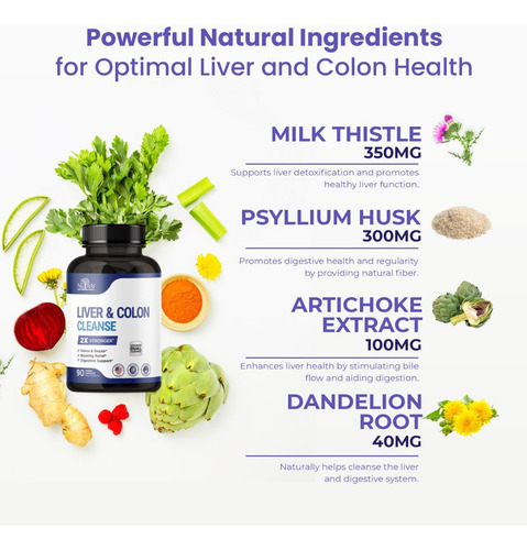 Suplemento Nutreb Liver Detox & Colon Cleanse 90 Cápsulas - Imagem 5