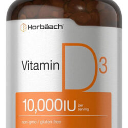 Vitamina D3 (10.000 UI, 500 unidades, tamanho grande, por exemplo, D116), sabor sem sabor