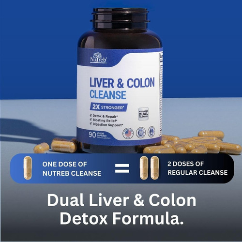Suplemento Nutreb Liver Detox & Colon Cleanse 90 Cápsulas - Imagem 2