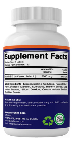 Suplemento Vitamínico De Vitamina B12 5000mcg De Dissolução - Imagem 5
