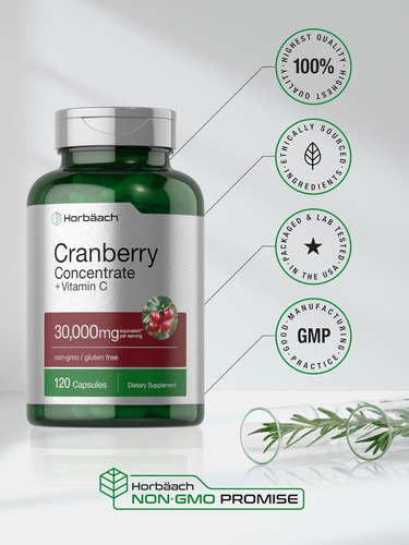 Comprimidos De Cranberry Horbäach 30.000 Mg | 120 Cápsulas | - Imagem 6